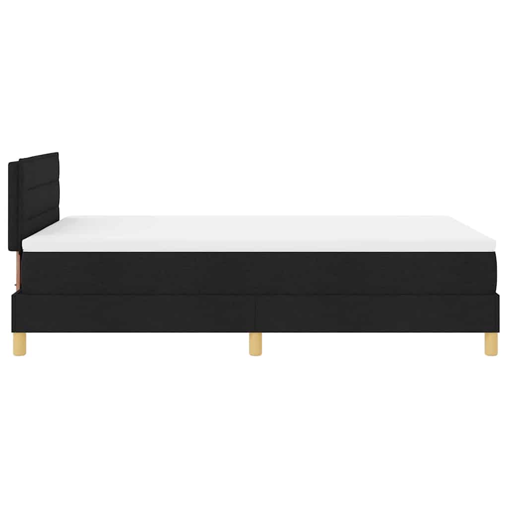 LED Box Spring Bed med madras med LED Sort 120 x 190 cm Stof