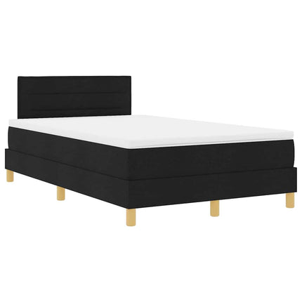 LED Box Spring Bed med LED-lysstrimler Sort 120 x 200 cm Stof