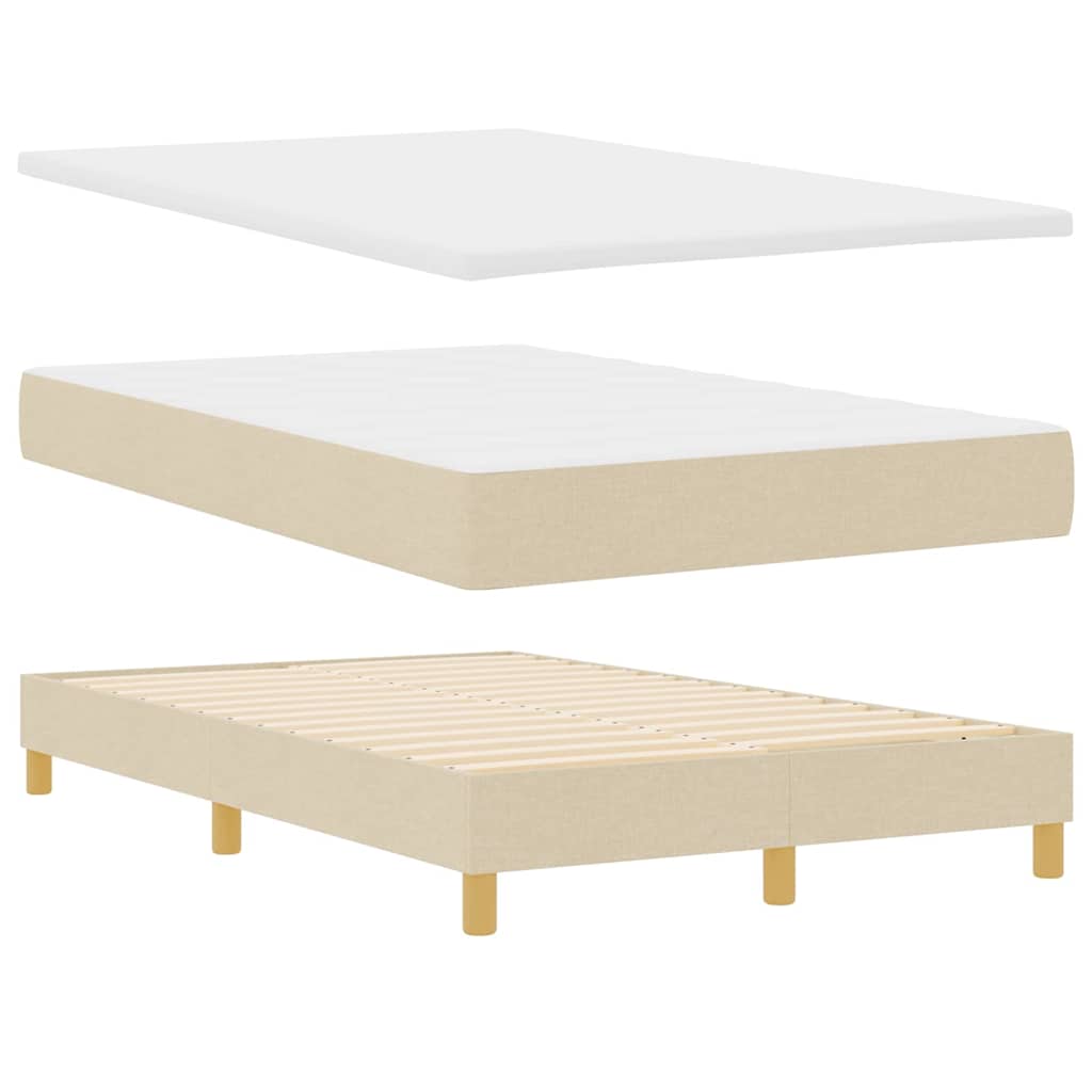 LED Box Spring Bed med LED-lysstrimler Creme 120 x 200 cm Stof