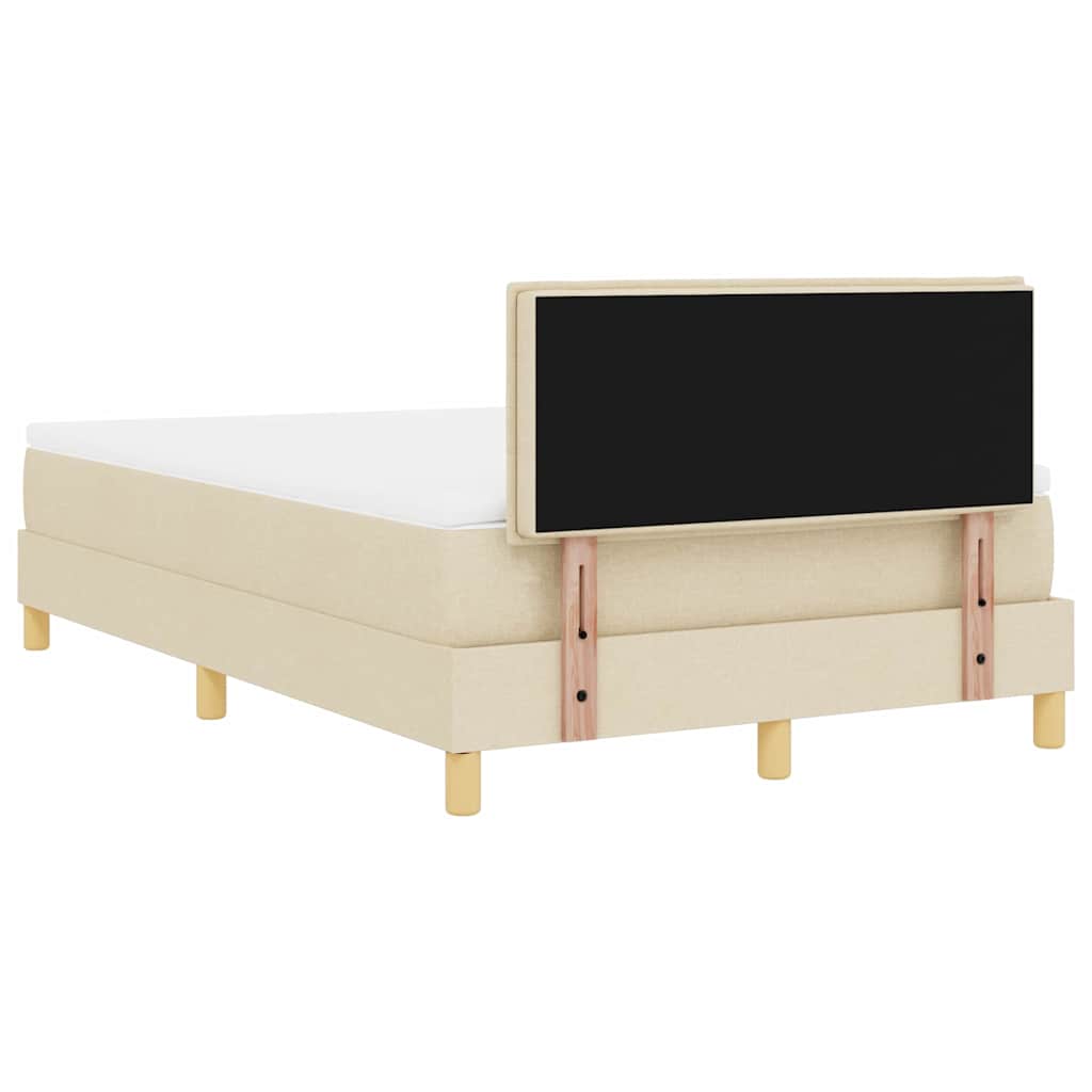 LED Box Spring Bed med LED-lysstrimler Creme 120 x 200 cm Stof