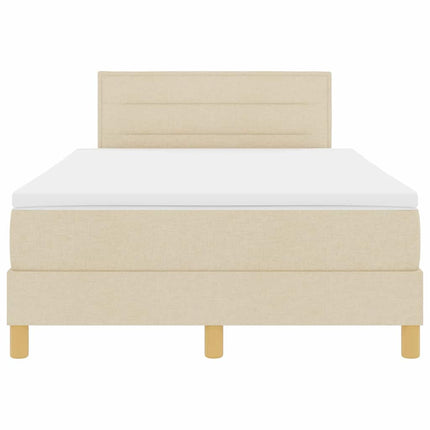 LED Box Spring Bed med LED-lysstrimler Creme 120 x 200 cm Stof
