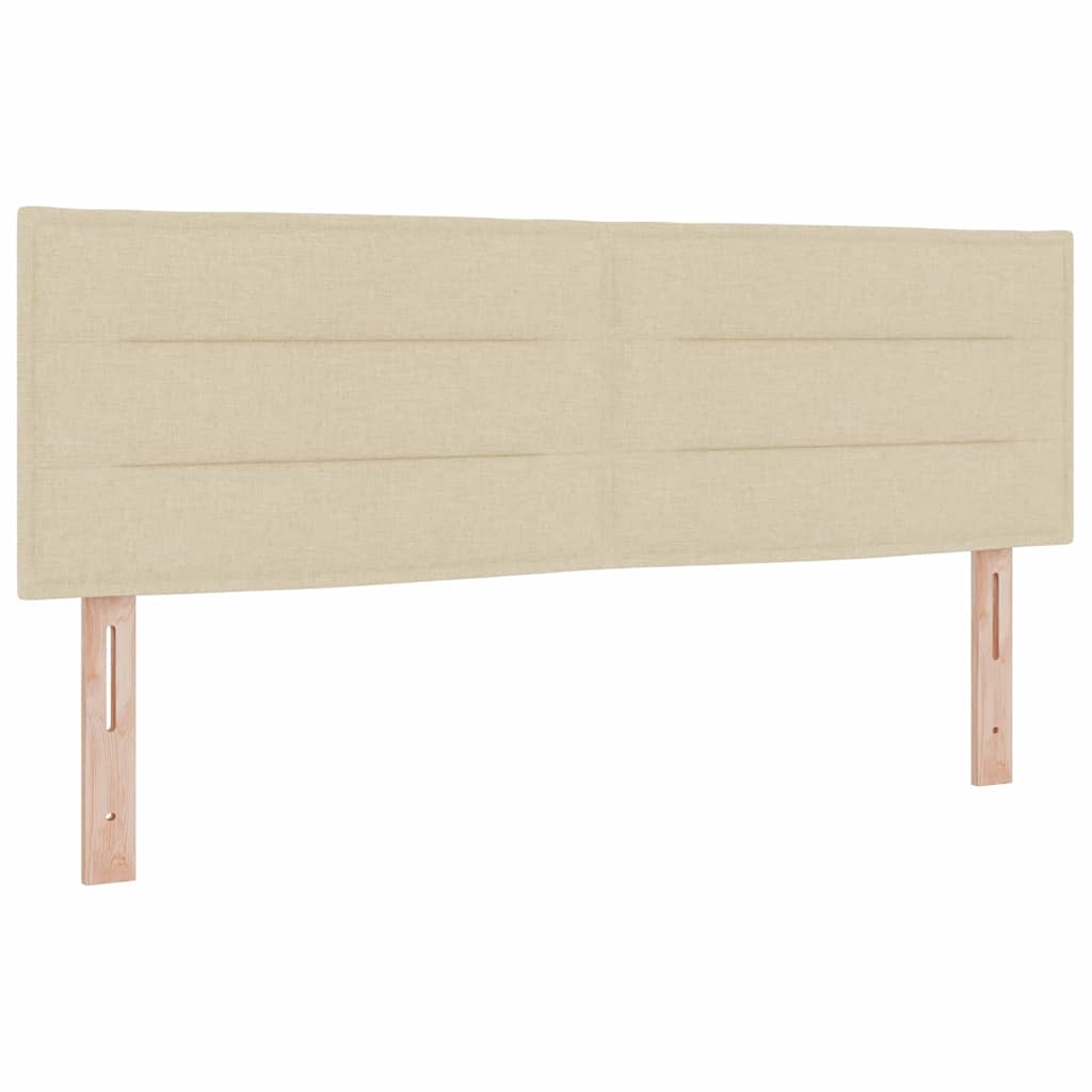 LED Box Spring Bed med LED-lysstrimler Creme 140 x 190 cm Stof