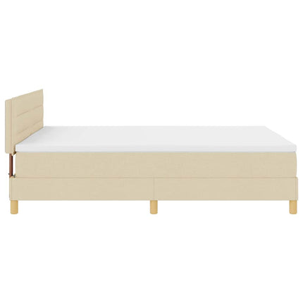 LED Box Spring Bed med LED-lysstrimler Creme 140 x 190 cm Stof