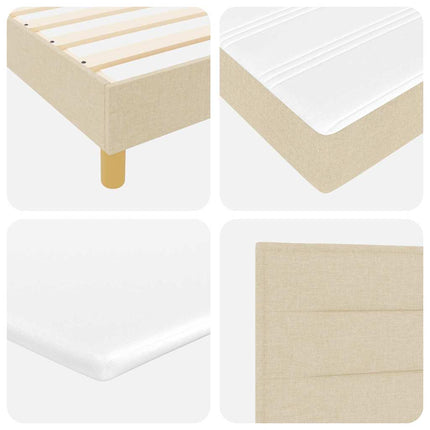 LED Box Spring Bed med LED-lysstrimler Creme 140 x 200 cm Stof