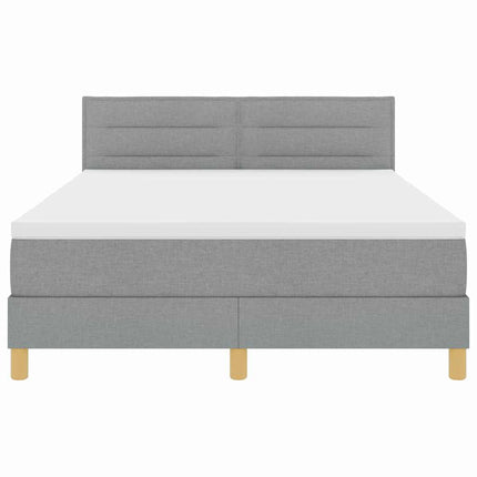 LED Box Spring Bed med hovedgærde Lysegrå 160 x 200 cm Stof