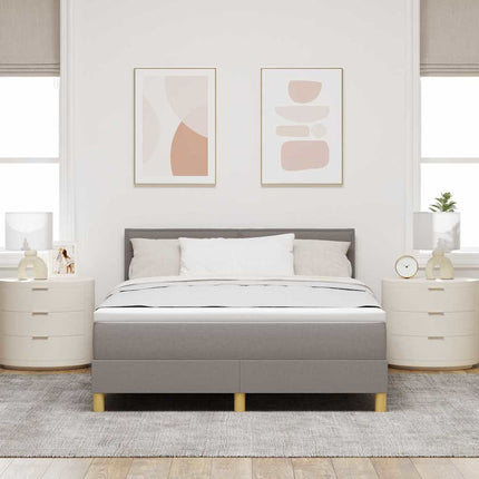 LED Box Spring Bed med hovedgærde Gråbrun 160 x 200 cm Stof