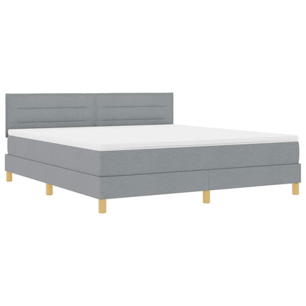 LED Box Spring Bed med pude Lysegrå 180 x 200 cm Stof