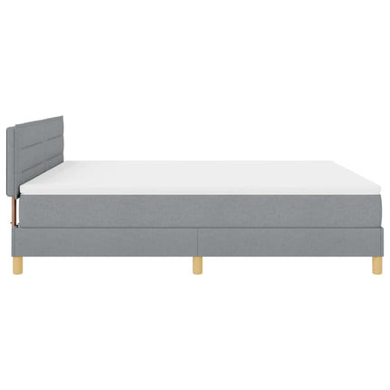 LED Box Spring Bed med pude Lysegrå 180 x 200 cm Stof