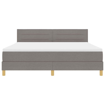 LED Box Spring Bed med hovedgærde Gråbrun 180 x 200 cm Stof