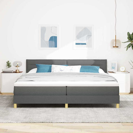 LED Box Spring Bed med hovedgærde Mørkegrå 200 x 200 cm Stof