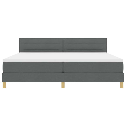 LED Box Spring Bed med hovedgærde Mørkegrå 200 x 200 cm Stof