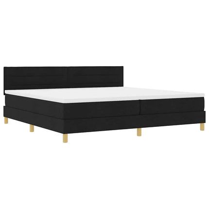 LED Box Spring Bed med LED-lysstrimler Sort 200 x 200 cm Stof