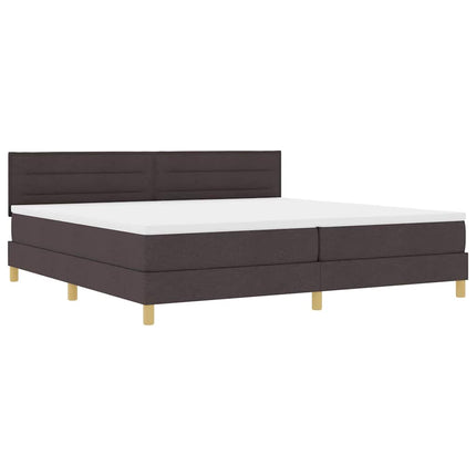LED Box Spring Bed med hovedgærde Mørk Brun 200 x 200 cm Stof