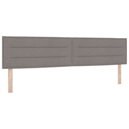 LED Box Spring Bed med hovedgærde Gråbrun 200 x 200 cm Stof