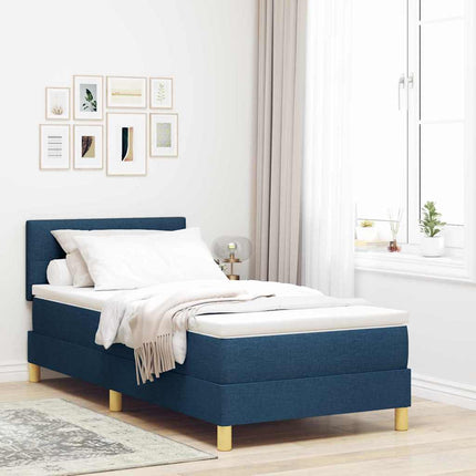 LED Box Spring Bed med pude med hovedgærde Blå 80 x 200 cm Stof