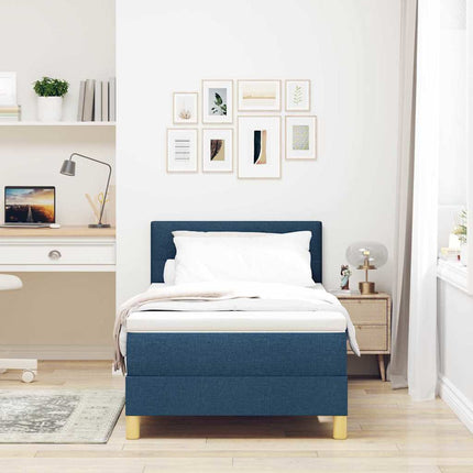 LED Box Spring Bed med pude med hovedgærde Blå 80 x 200 cm Stof