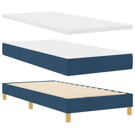 LED Box Spring Bed med pude med hovedgærde Blå 80 x 200 cm Stof