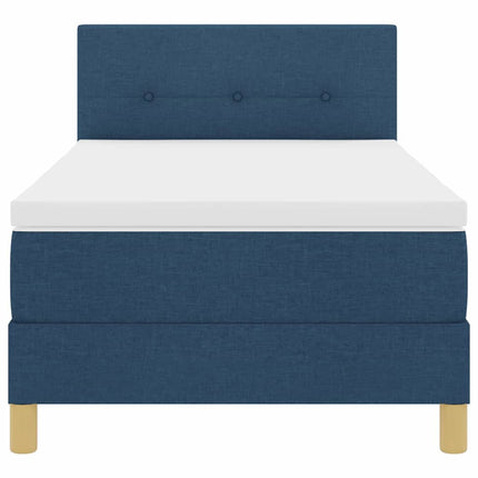 LED Box Spring Bed med pude med hovedgærde Blå 80 x 200 cm Stof