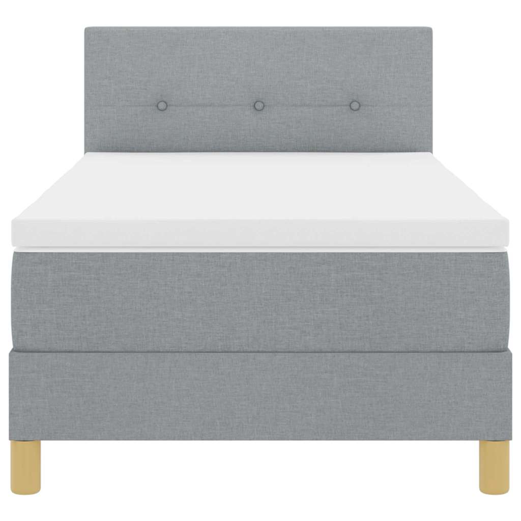 LED Box Spring Bed med LED-lysstrimler Lysegrå 90 x 190 cm Stof