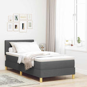 LED Box Spring Bed med hovedgærde Mørkegrå 90 x 190 cm Stof
