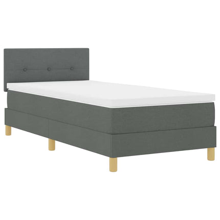 LED Box Spring Bed med hovedgærde Mørkegrå 90 x 190 cm Stof