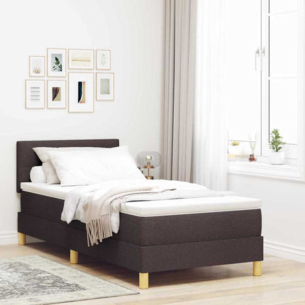 LED Box Spring Bed med pude Mørk Brun 90 x 200 cm Stof