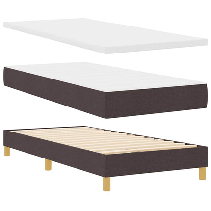 LED Box Spring Bed med pude Mørk Brun 90 x 200 cm Stof