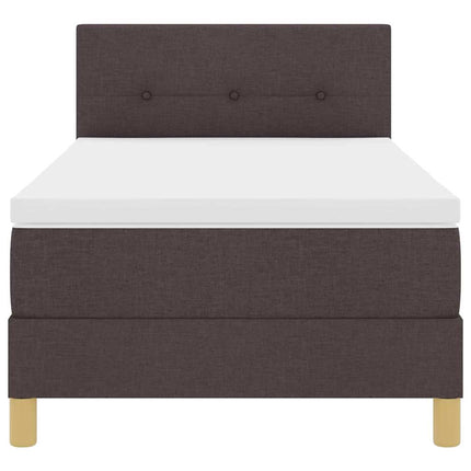 LED Box Spring Bed med pude Mørk Brun 90 x 200 cm Stof