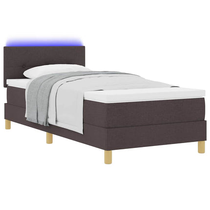 LED Box Spring Bed med pude Mørk Brun 90 x 200 cm Stof