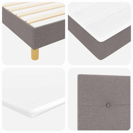 LED Box Spring Bed med hovedgærde Gråbrun 90 x 200 cm Stof