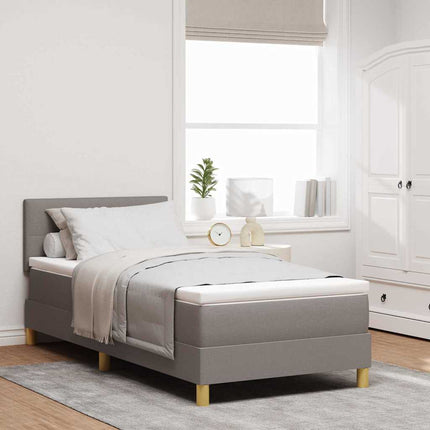 LED Box Spring Bed med hovedgærde Gråbrun 90 x 200 cm Stof