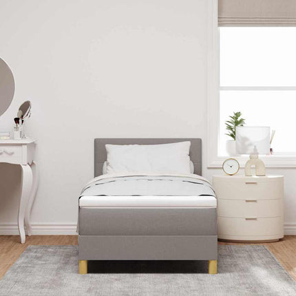 LED Box Spring Bed med hovedgærde Gråbrun 90 x 200 cm Stof