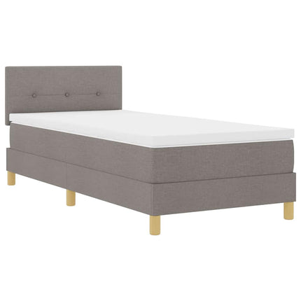 LED Box Spring Bed med hovedgærde Gråbrun 90 x 200 cm Stof