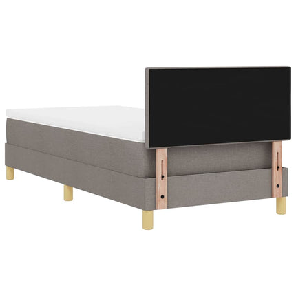 LED Box Spring Bed med hovedgærde Gråbrun 90 x 200 cm Stof