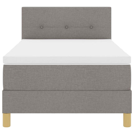 LED Box Spring Bed med hovedgærde Gråbrun 90 x 200 cm Stof