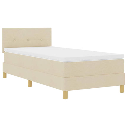LED Box Spring Bed med LED-lysstrimler Creme 90 x 200 cm Stof