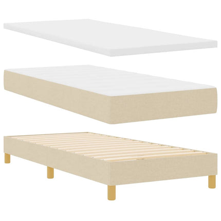 LED Box Spring Bed med LED-lysstrimler Creme 100 x 200 cm Stof