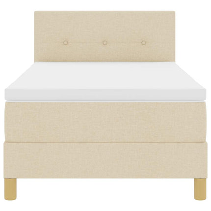 LED Box Spring Bed med LED-lysstrimler Creme 100 x 200 cm Stof