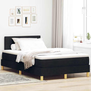 LED Box Spring Bed med LED-lysstrimler Sort 120 x 190 cm Stof