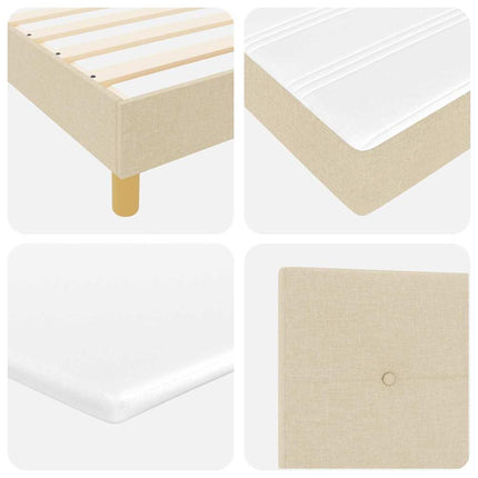 LED Box Spring Bed med LED-lysstrimler Creme 120 x 190 cm Stof