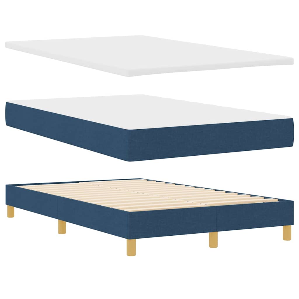 LED Box Spring Bed med LED-lysstrimler Blå 120 x 190 cm Stof