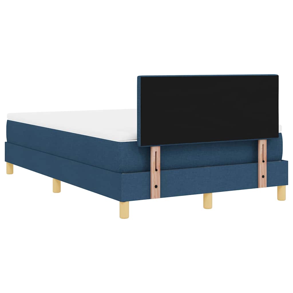 LED Box Spring Bed med LED-lysstrimler Blå 120 x 190 cm Stof