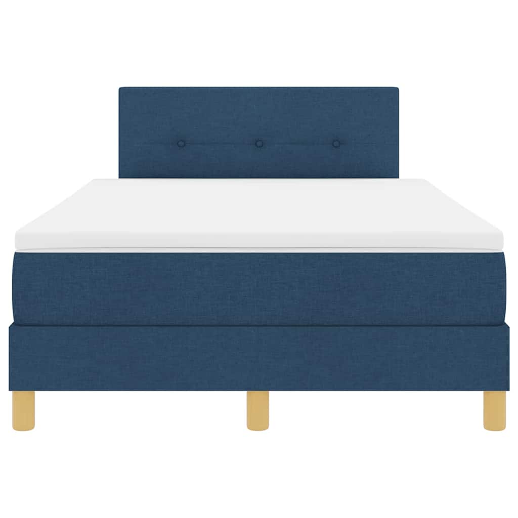 LED Box Spring Bed med LED-lysstrimler Blå 120 x 190 cm Stof