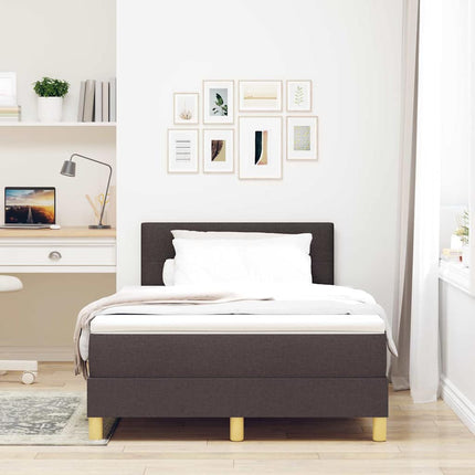 LED Box Spring Bed med hovedgærde Mørk Brun 120 x 200 cm Stof
