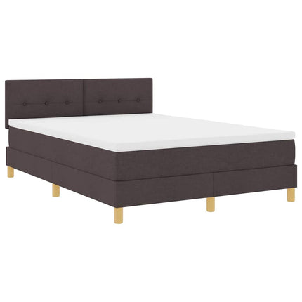 LED Box Spring Bed med hovedgærde Mørk Brun 140 x 190 cm Stof
