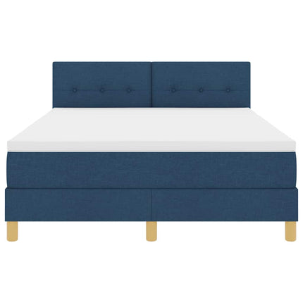 LED Box Spring Bed med LED-lysstrimler Blå 140 x 190 cm Stof