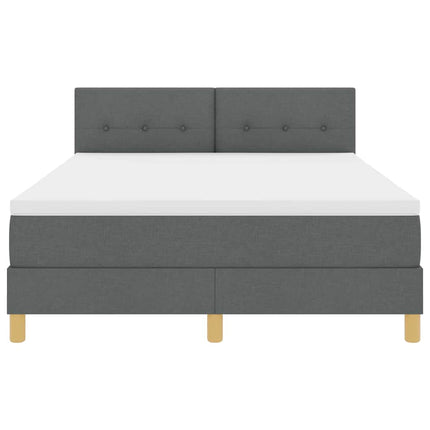 LED Box Spring Bed med hovedgærde Mørkegrå 140 x 200 cm Stof