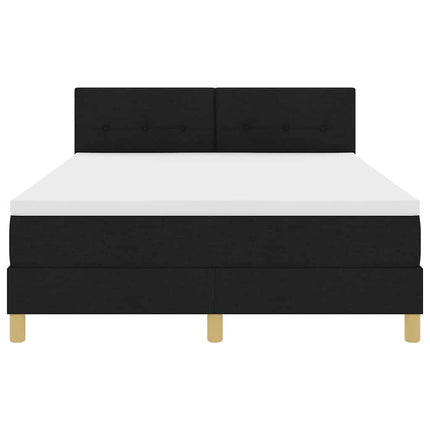 LED Box Spring Bed med LED-lysstrimler Sort 140 x 200 cm Stof