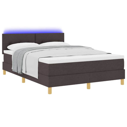 LED Box Spring Bed med pude Mørk Brun 140 x 200 cm Stof