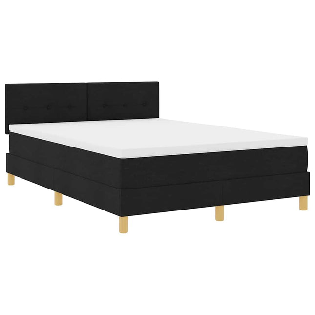 LED Box Spring Bed med pude Sort 160 x 200 cm Stof